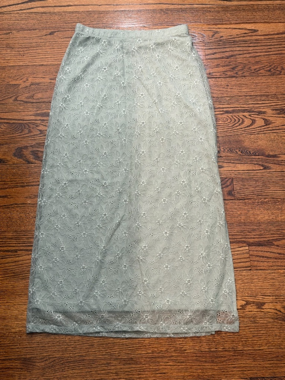 Self Esteem Light Sage Lace Midi Skirt with Side Slit